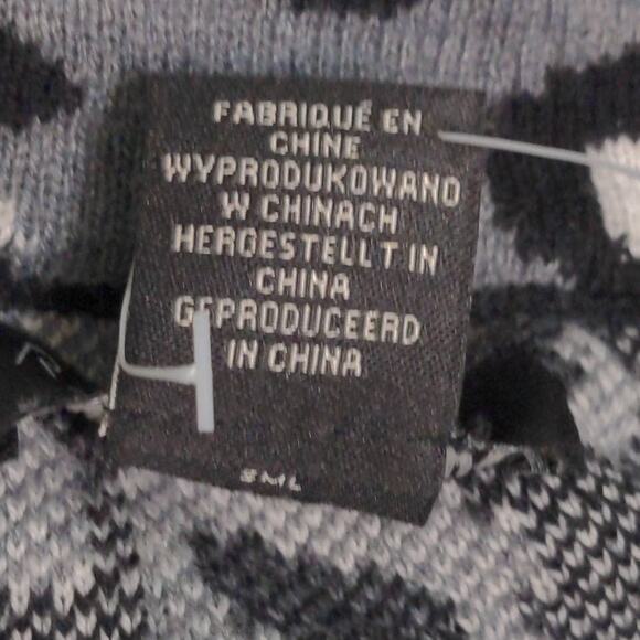 Rachel Zoe Womens Bomber Cardigan Sweater Gray Black Cotton Full Zip Mock Neck S - Picture 7 of 9